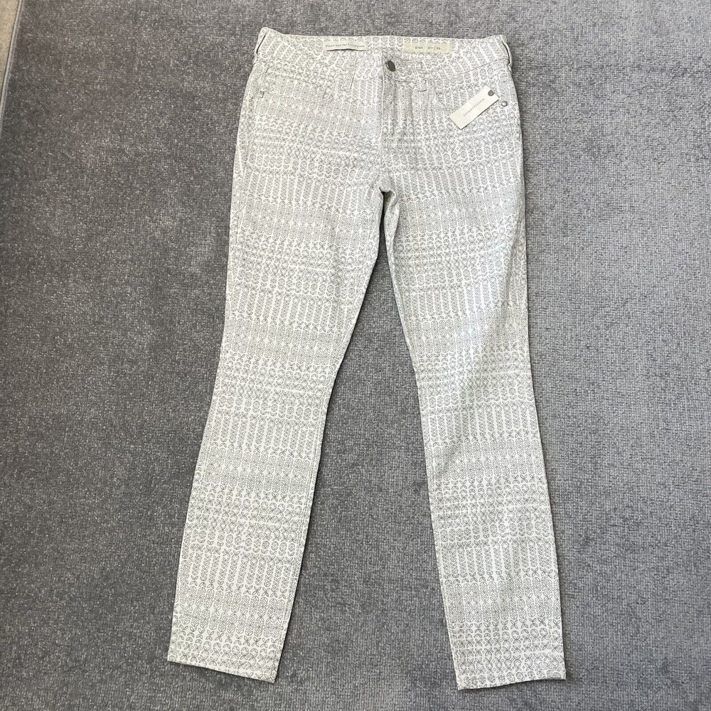 Pilcro Jeans Womens 29 Cream Gray Stet Skinny Leg Stretch Anthropologie NEW